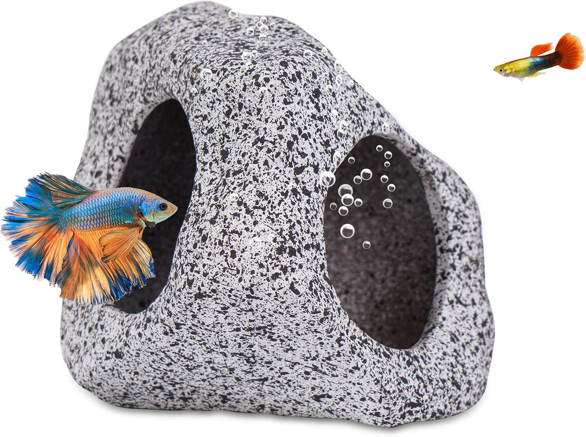 Ameliade Betta Fish Tank Rock Cave Decor Aquarium Accessories - Medium (1 Piece)