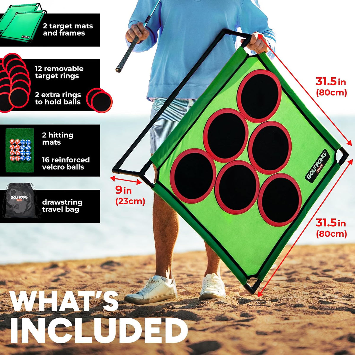 Golf Pong Chipping Game for Men & Women, 1 Board – Fun for Kids & Family - 2x Boards (No Club) - image 2