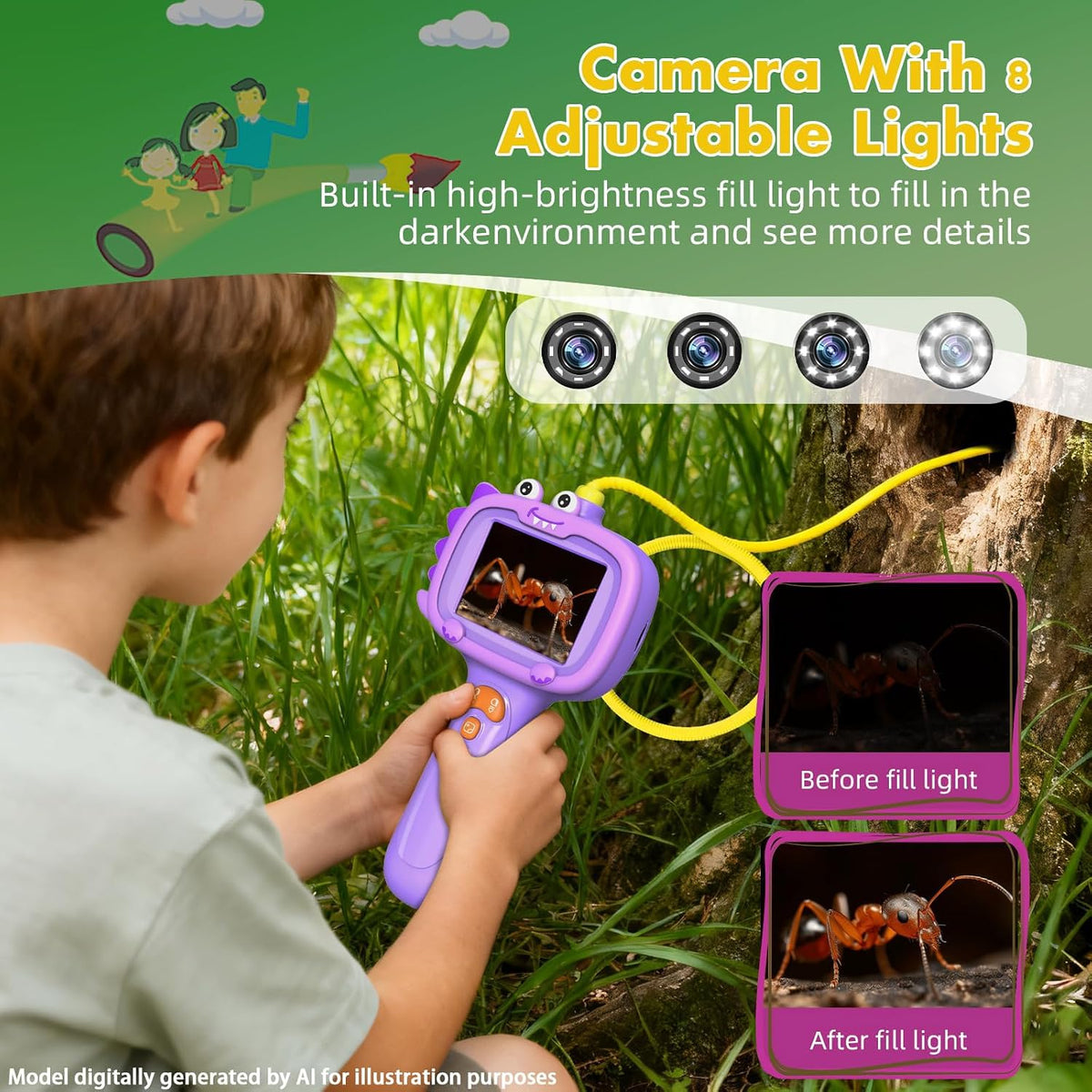 Kids Borescope Camera Toy with Lights for Boys and Girls Ages 3-12 – Fun for Kids & Family - Purple - image 2