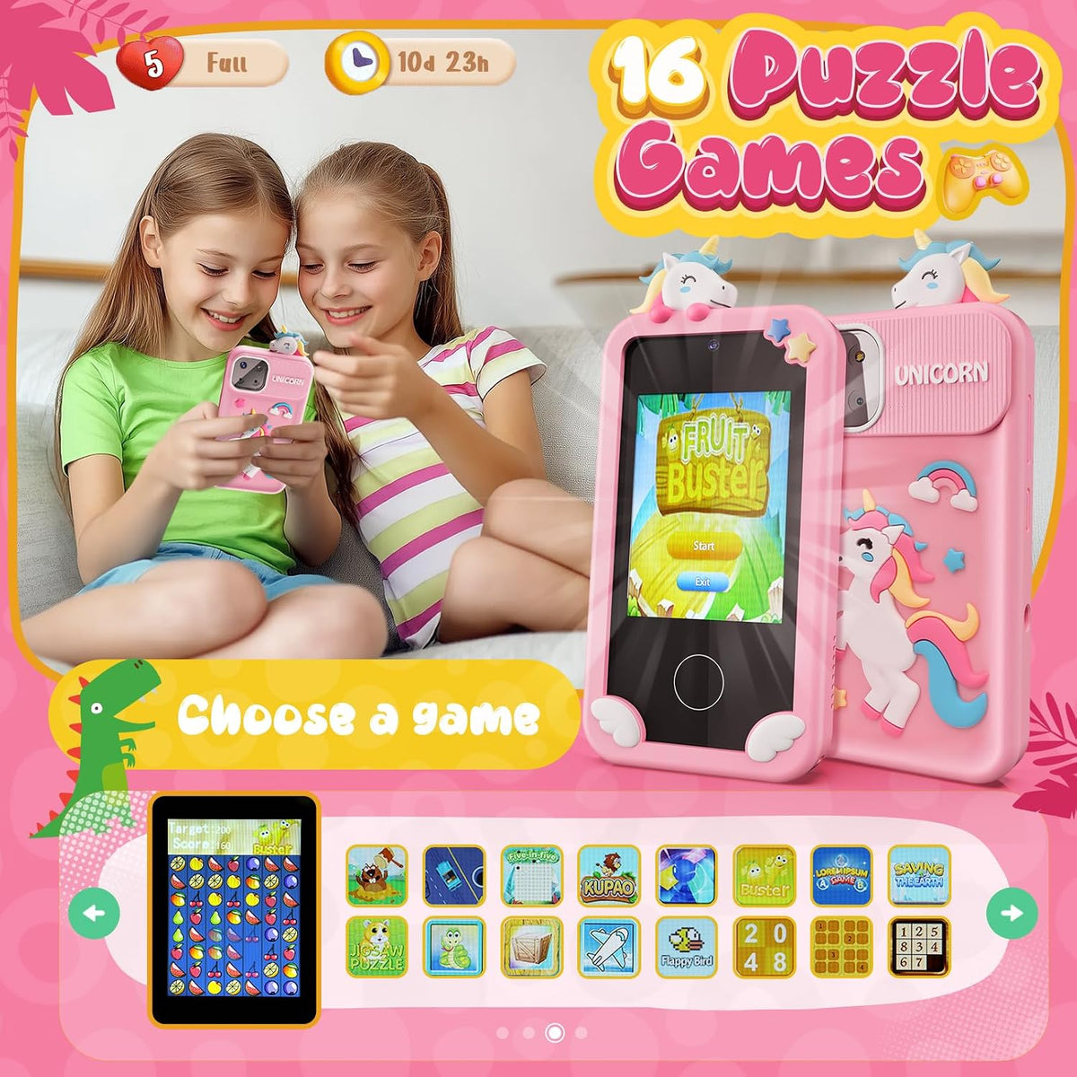 Luyiilo Kids Smart Phone Toys for Boys - Pink - image 4