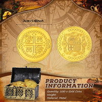 Hanaive 100 Pcs Metal Pirate Treasure Coins - Gold / Round - image 2