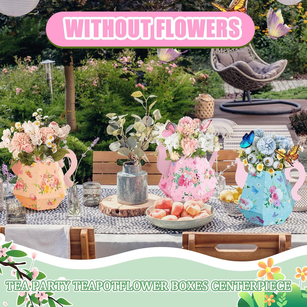 Fulmoon 6 Pcs Tea Party Decoration Flower Box Table Teapot - 6 / Cute - image 3
