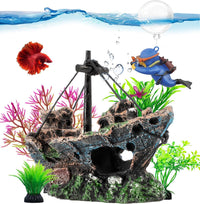 6 Pcs Aquarium Decor Set Shipwreck Decoration Little Diver Floating - 6 Pcs