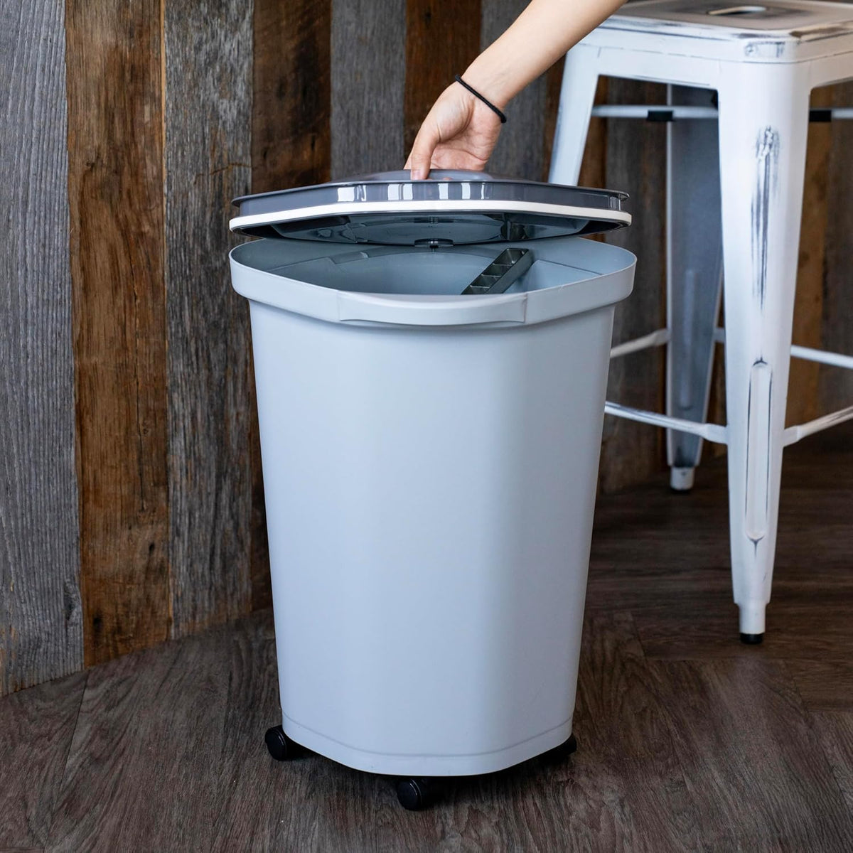 IRIS USA Airtight Pet Food Storage Rolling Container - 25 lbs / Gray/Dark Gray - image 4