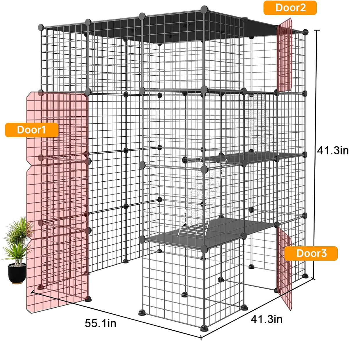 Extra Large Cat Cage, 4-Tier Catio - 41.3"L x 41.3"W x 41.3"H - image 2