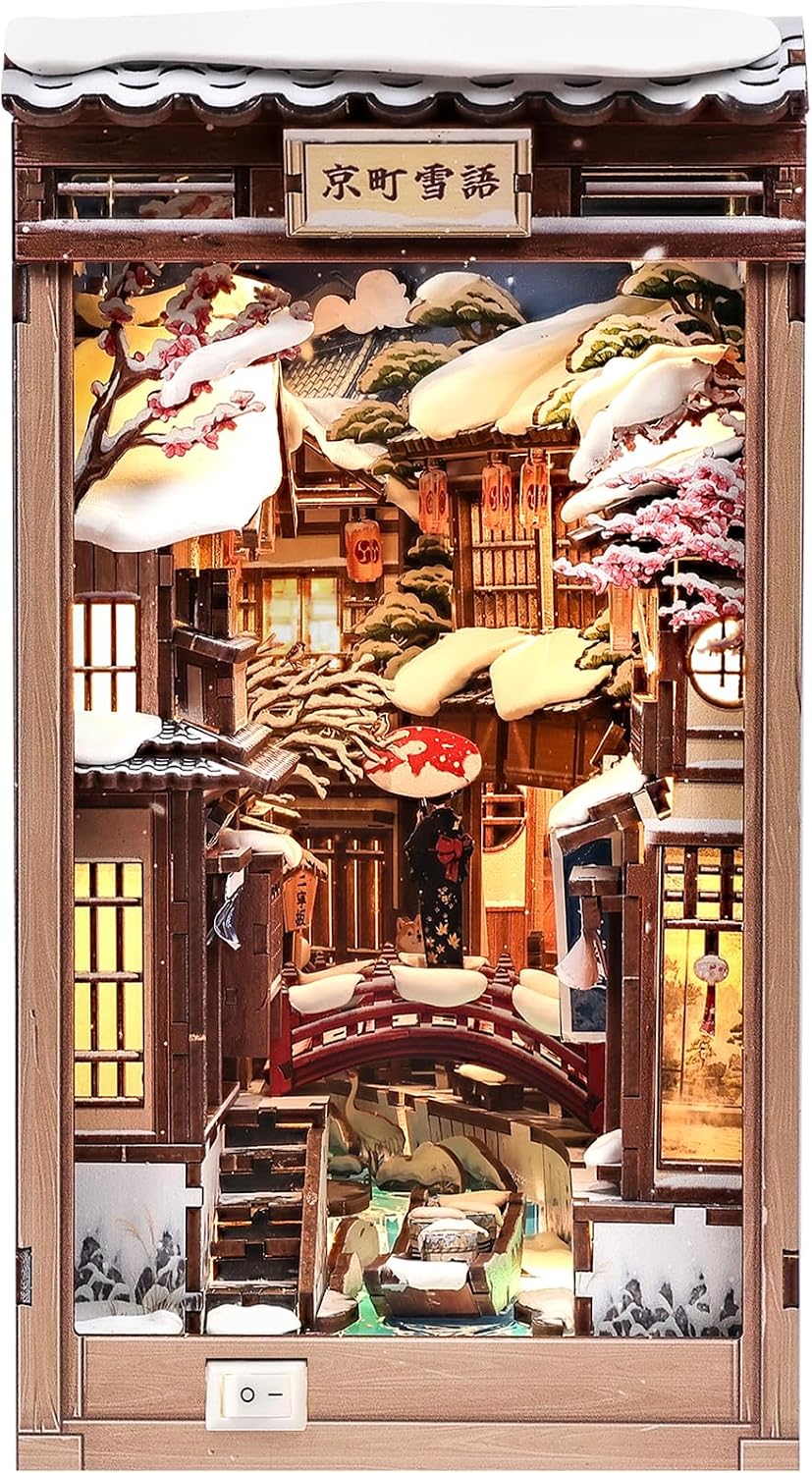 Fsolis Book Nook Kit Booknook Bookshop - Kyoto Snow Whisper