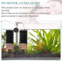 Air Powered Aquarium Sponge Filter with Biochemical Sponge and Ceramic Balls, Quiet Submersible Fish Tank Filter for 8-20Gallon (M-6.7in)