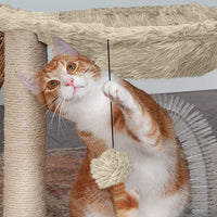 Furhaven 15.75" Tall Playground for Indoor Cats, Ft. Sisal Scratching Posts, Self-Grooming Brush, & Toy - Tiger Tough Hammock Interactive Playground - Cream, One Size