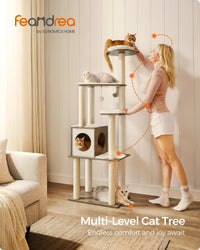 Feandrea Cat Tree, 64.6-Inch Multi-Level Tower with 5 Scratching Posts – Essentials for Cats - Heather Greige - image 2