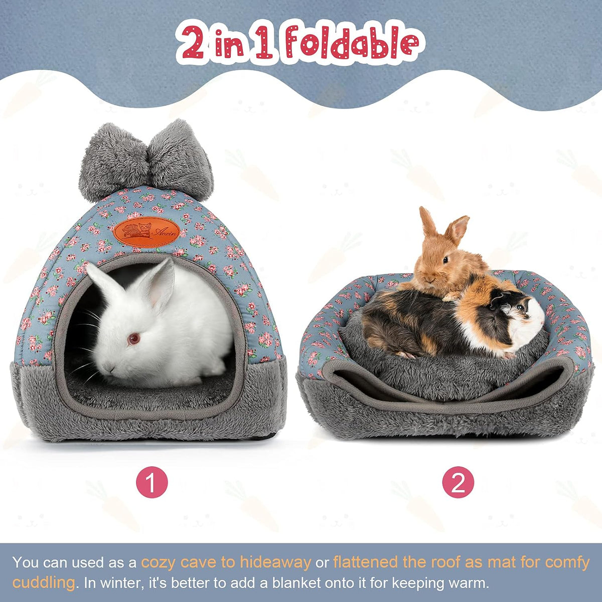 YUEPET Bunny Hideout House, Rabbit Bed - Flower - image 4