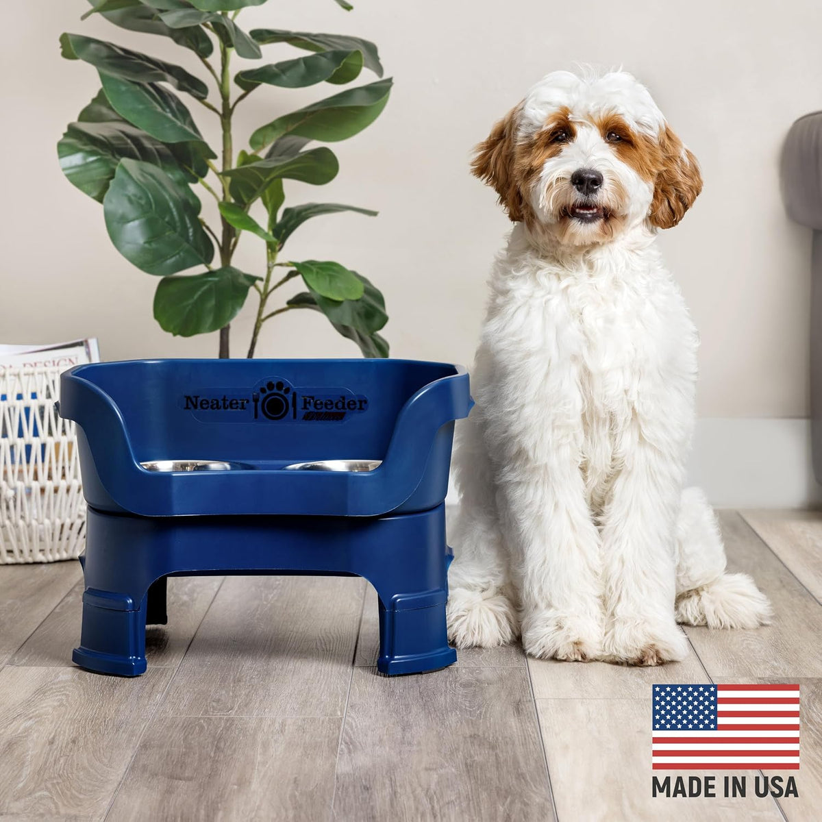 Neater Feeder Deluxe Mess-Proof Elevated Dog Bowls for Large Dogs - Medium + Standard Bowl / Dark Blue - image 2