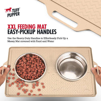Tuff Pupper 36x24 XXL Dog Feeding Mat for Food and Water - Beige / Medium - 22" x 16" - image 3
