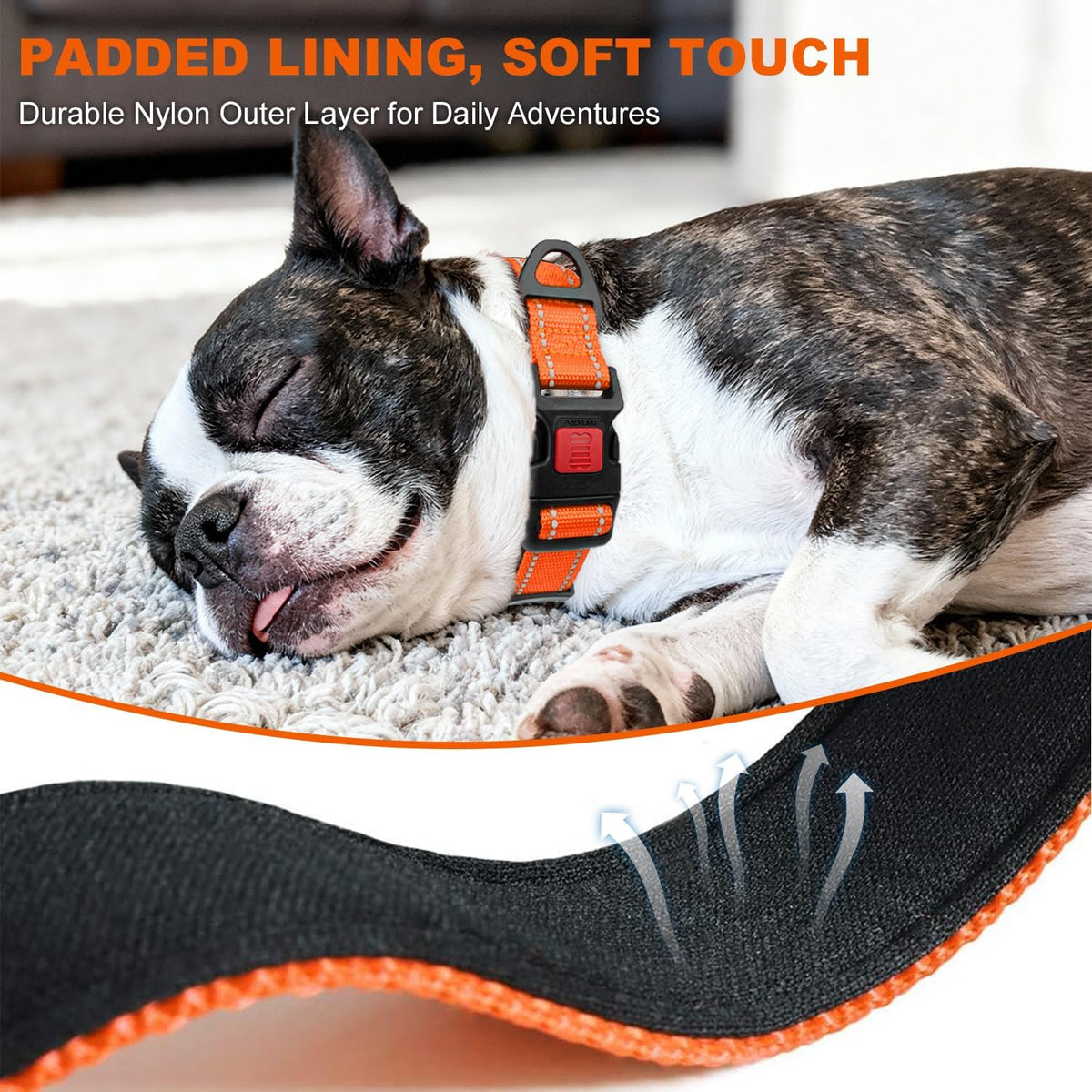 Taglory Reflective Large Dog Collar - Orange / Small (Pack of 1) - image 4