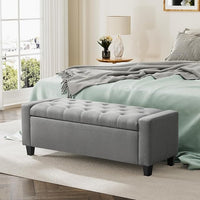 Ottoman with Storage, 48.8" Fabric Storage Ottoman Bench with Hinge, Bedroom Bench, Upholstered Benches with Seating for Living Room, Entryway (Grey)