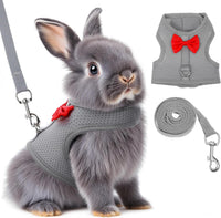 Prasacco grey size M bunny harness and leash set with mesh vest