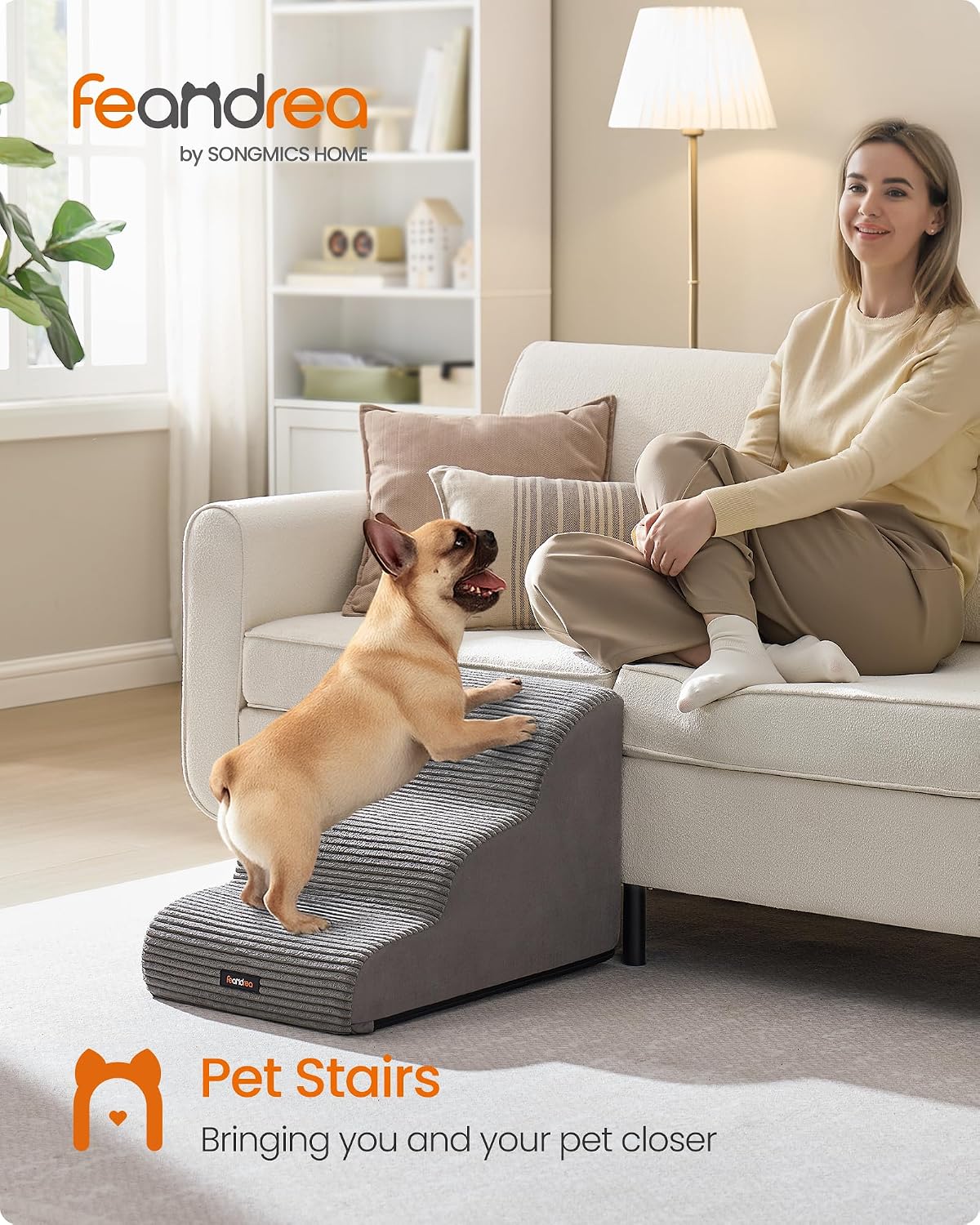 Feandrea 2-Step Dog Stairs, Waterproof, Anti-Slip, Gentle Slope – Essentials for Dogs - 3-Step - image 2