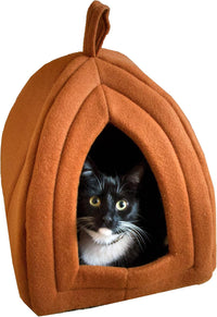 PETMAKER Cat House Indoor Bed with Removable Foam Cushion - Brown / 12 Inch
