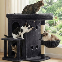 Heybly 26.3" Cat Tree for Large Cats with Big Perch & Dual Condos - Smoky Gray / 25.6 inch - image 3