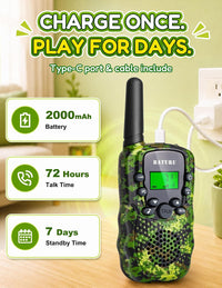 Walkie Talkies for Kids 4 Pack Rechargeable Outdoor Toys Gifts Boys - Camo Blue Pink Yellow Green - image 3