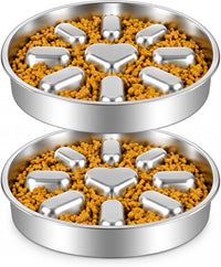 Slow Feeder Dog Bowls with Non-Slip Mat - 2 Cup 2 Pack