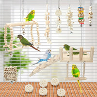 13Pcs Parrot Swing Chew Toys Bird Perches Platform with Climbing - 13 pcs - image 4