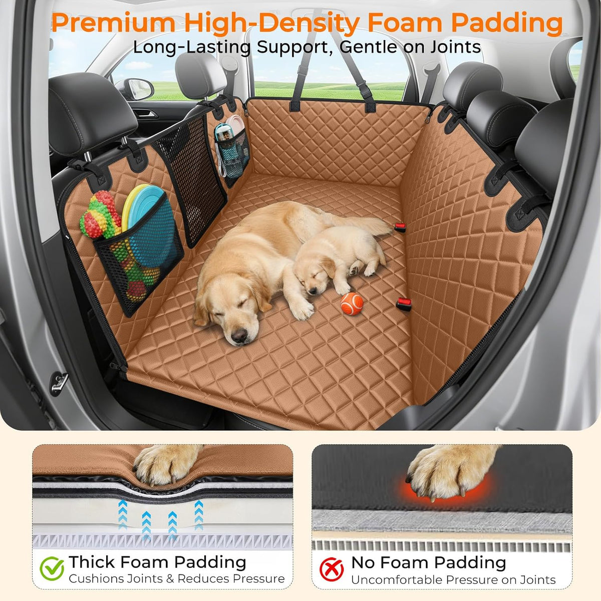 URPOWER Back Seat Extender for Dogs - Tan / M - Cars / Full Size SUVs - image 4