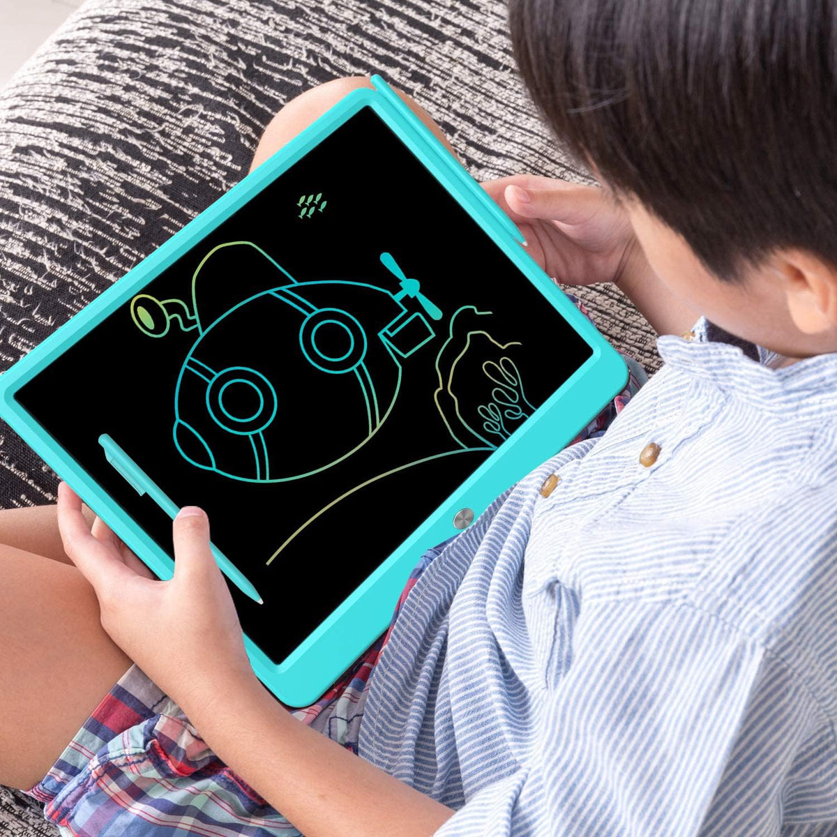 FLUESTON LCD Writing Tablet for Kids - 13"W x 9.8"H / Delightful Dolphin Blue - image 2