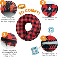 BENCMATE Inflatable Dog Cone Collar Alternative, Soft Dog Cone for Small Medium Large Dogs and Cats, Neck Recovery ECollar Donut Collar After Surgery (Large, Plaid)