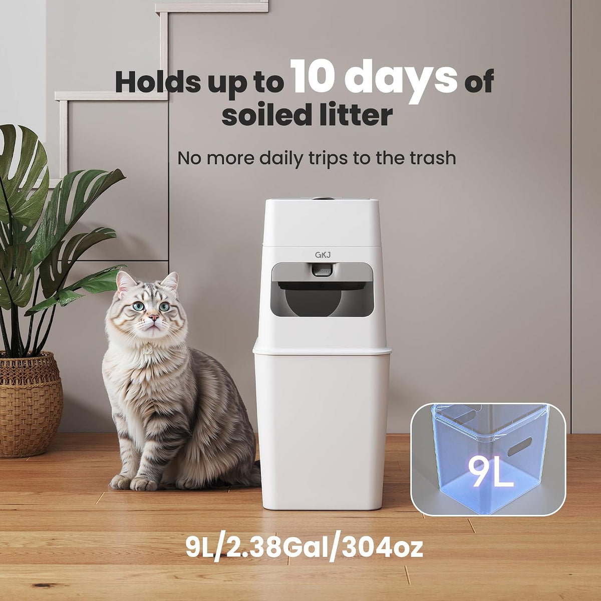 GKJ Cat Litter Box Waste Disposal System for Odor Control Cat Litter - 9L+16 Bags - image 2