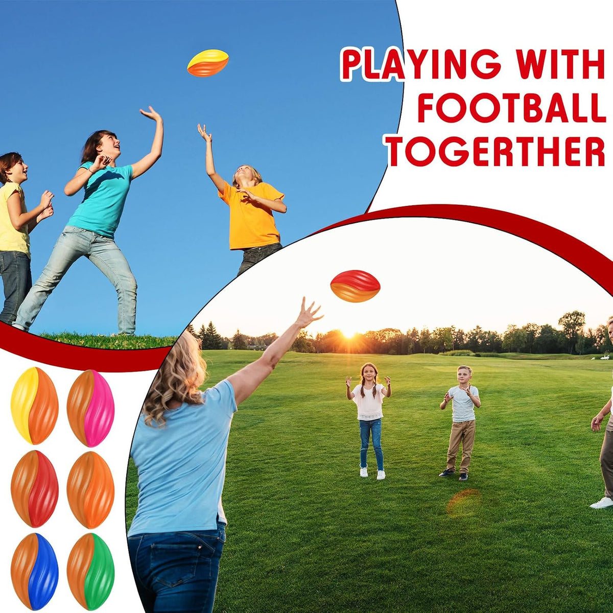 Jerify mini foam footballs for kids, 12 soft 5 inch spiral balls in 6 two-tone colors - view 17