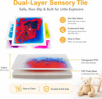 edusense 4 pack of 11.8 inch liquid sensory floor tiles with moving multicolor gel and non-slip base - view 6