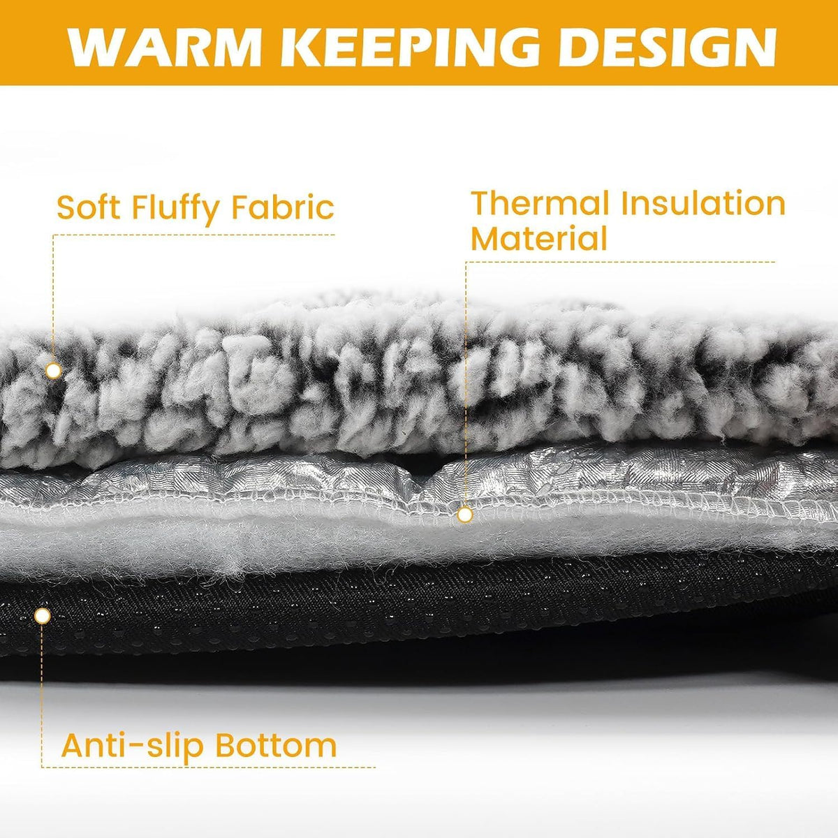 Self Warming Cat Bed, Self Heating Mat for Dog - Black / 30x20in - image 4