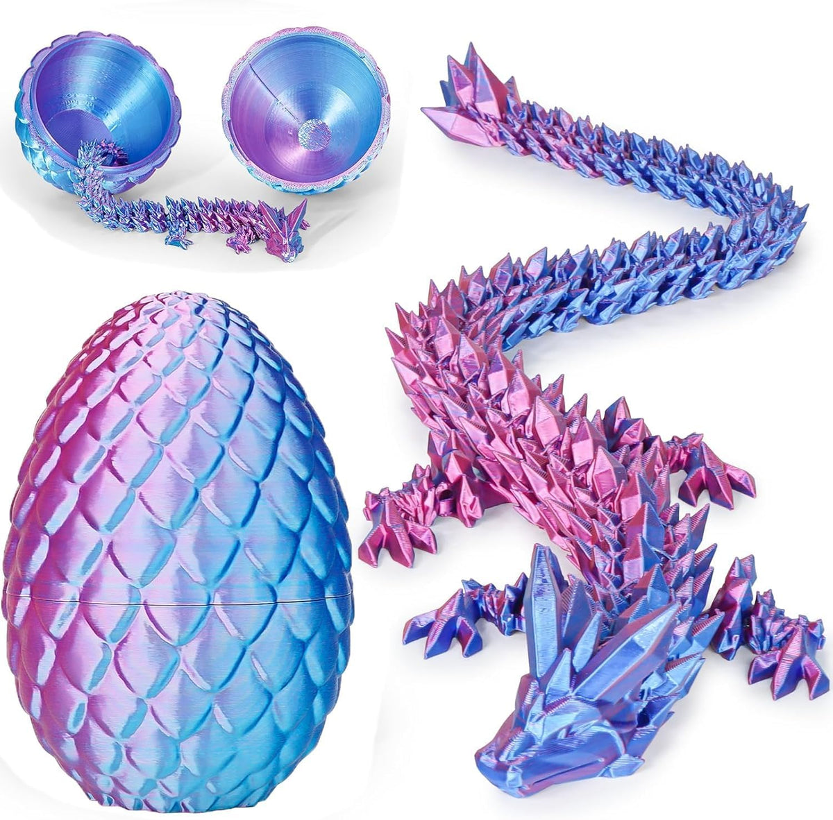 Small Dragon Eggs with Dragon Inside - Gradient Light Purple-red / M (H:5.8 inches)