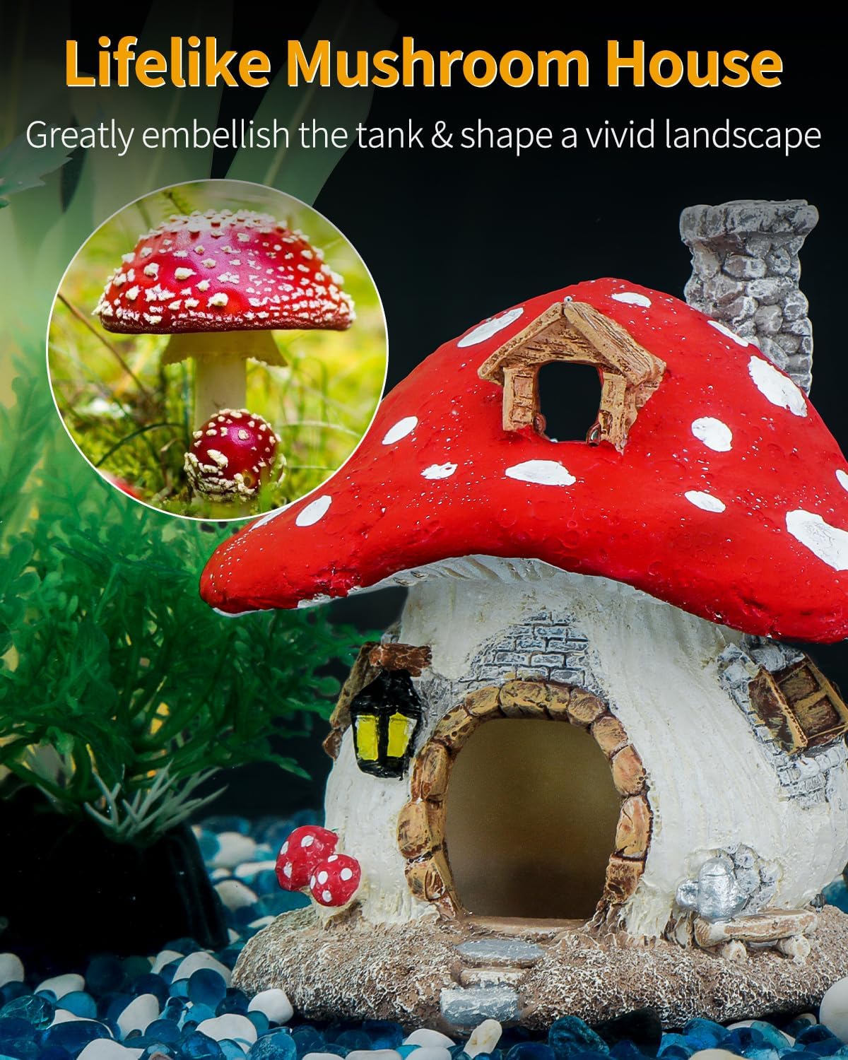 Uniclife Aquarium Mushroom House - Resin Mushroom - image 3