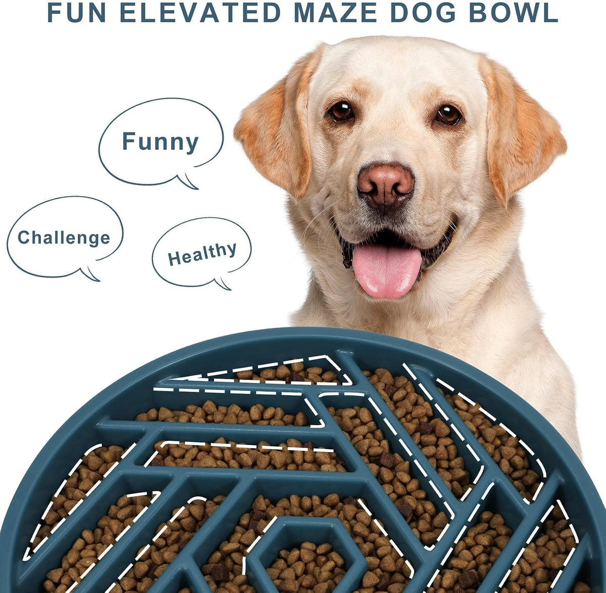 TOBYTO Slow Feeder Dog Bowls Large Medium Breed - Dark Blue - image 3