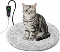 Pet Heating Pad for Cats with Normally Open Function - Grey Plush / 16.0"L x 16.0"W