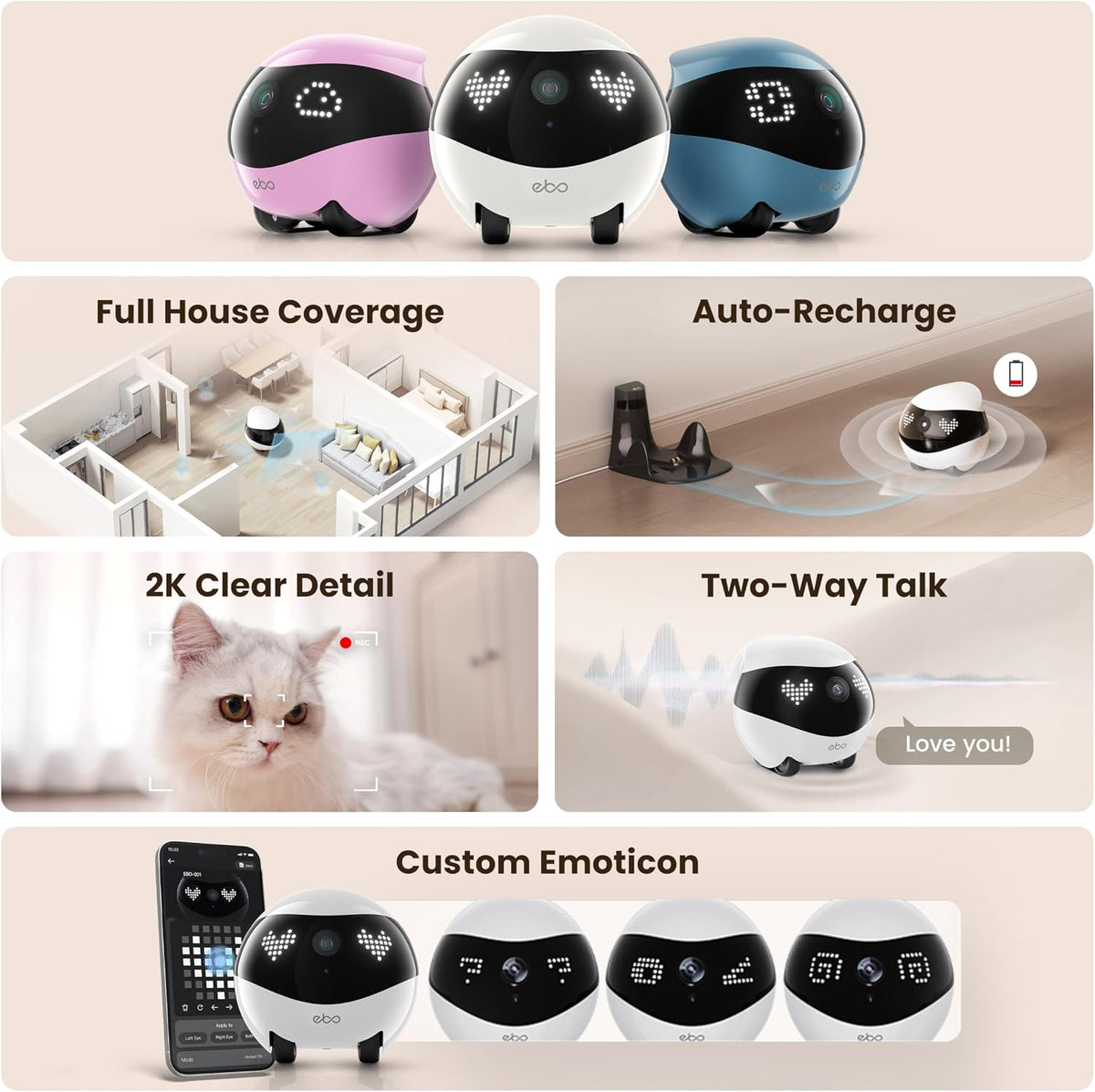 Enabot EBO Air 2 mobile pet camera robot with 2K camera and two-way talk - view 2