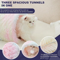 Tempcore Cat Tunnel, 3-Way Collapsible Toy for Indoor Cats - Plush Rainbow / Small - image 3