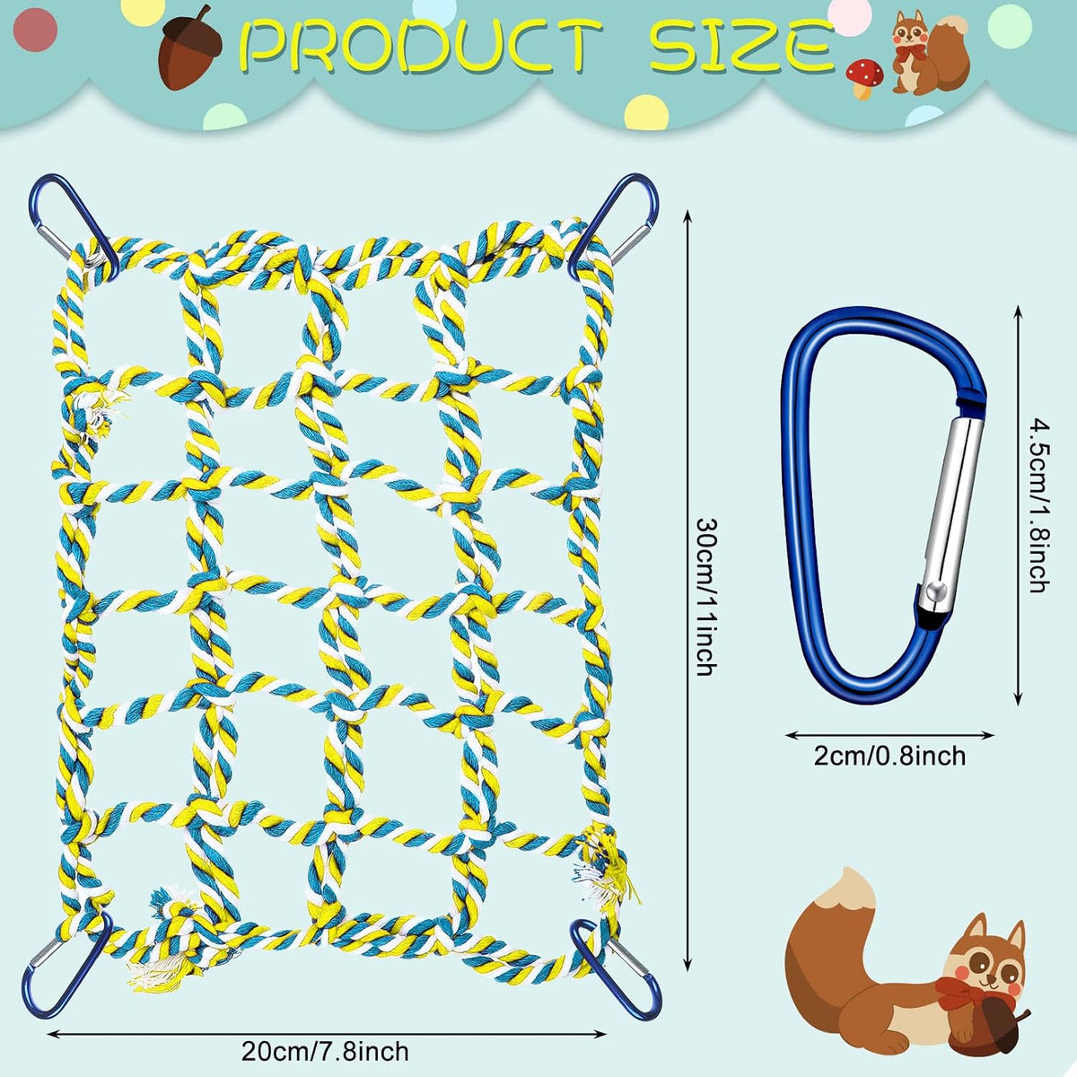 2Pcs Rat Cage Accessory Rat Climbing Toy Net, Red, Yellow - 11 x 7.8 Inch / Red, Yellow - image 2