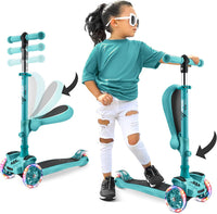 Hurtle 3-Wheeled Scooter for Kids, Wheel LED Lights - Teal
