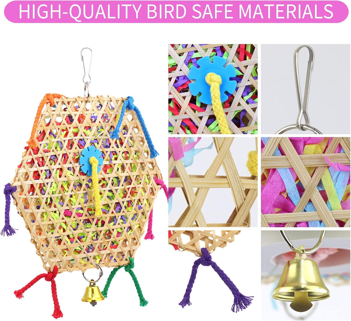Bird Parrot Toys，2 Pack Bird Hanging Foraging Shredder Toys for Small - image 2