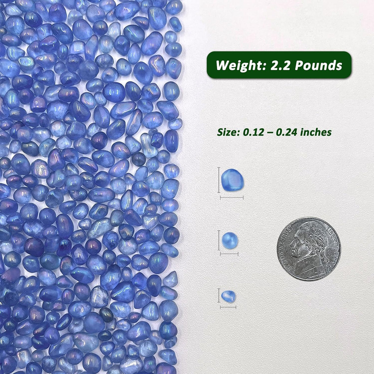 BXI 2.2 Lbs Small Aquarium Substrate Gravel Sand - Multicolored Light Blue / 2.2 lbs, 0.12''-0.24''(Small) - image 2