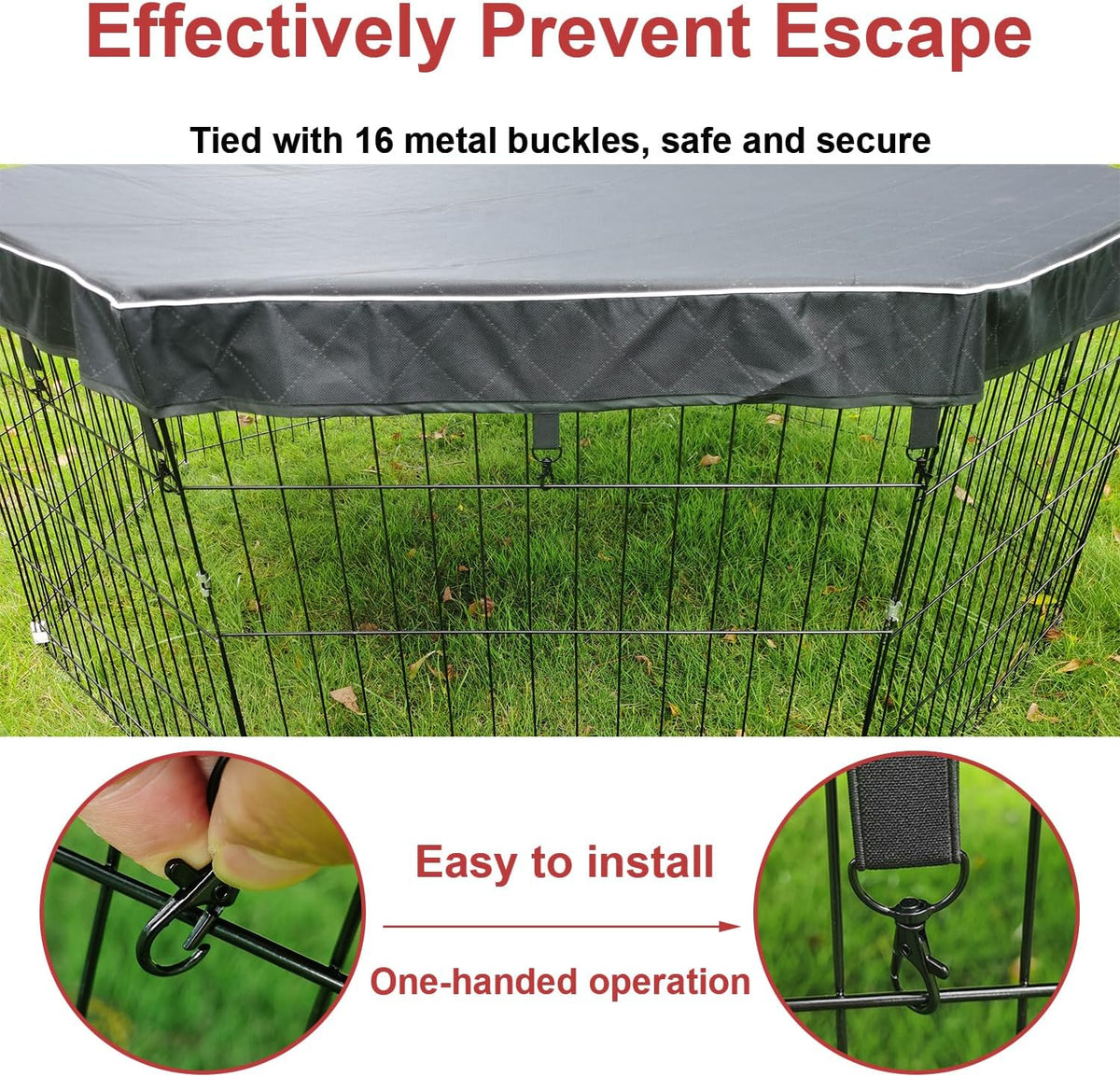 Dog Playpen Cover Sun/Rain Proof Top - 24 inch 8 panel cover black - image 3