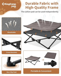 KingCamp Elevated Dog Bed for Small Dogs, Raised Outdoor Indoor Portable Cooling Cot Lifted Pet Hammock Off Ground with Washable Breathable Mesh & Frame with Non Slip Foot for Camping Backyard, Black