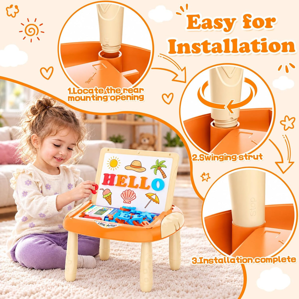 Cokzer Magnetic Drawing Board - Creamy Orange - image 3