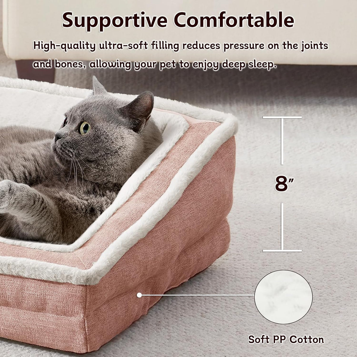 Cat Couch for Pets, Washable Cat Beds for Indoor Cats - Pink / 24"L x 18"W x 8"Th - image 2