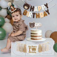 DCJHFJ First Birthday Decorations for Boy Highchair Banner One - White Beige Khaki - image 4