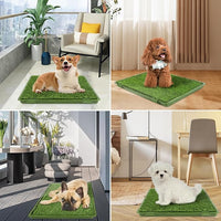 Dog Grass Pad with Tray: 3 Pack Grass Pee Pads for Dogs Potty for Puppy Training, Artificial Turf for Dogs with Collection Tray for Indoor /Outdoor /Patio /Balcony, 22"x18" Green
