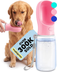 MalsiPree Dog Water Bottle Dispenser, Leak-Proof - Pink / 19oz - Standard
