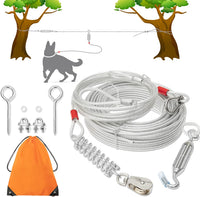 PAWNISAW Dog Runner Cable for Yard - Silver / 100 FT
